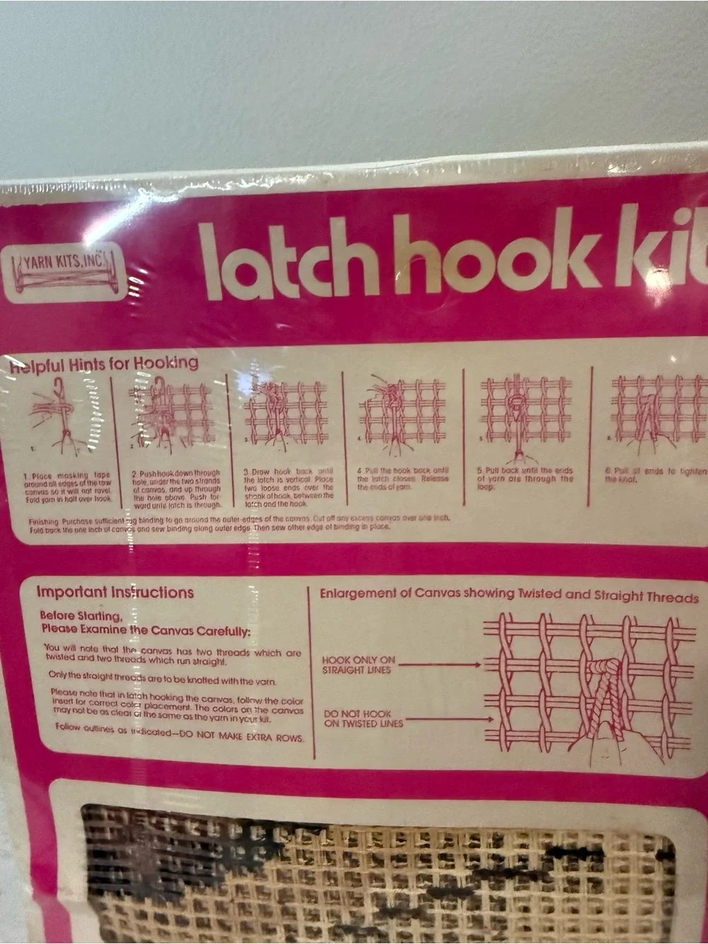 NOS Vintage 70s National Yarn Crafts Latch Hook Rug Kit 9540 Cattails- Sealed